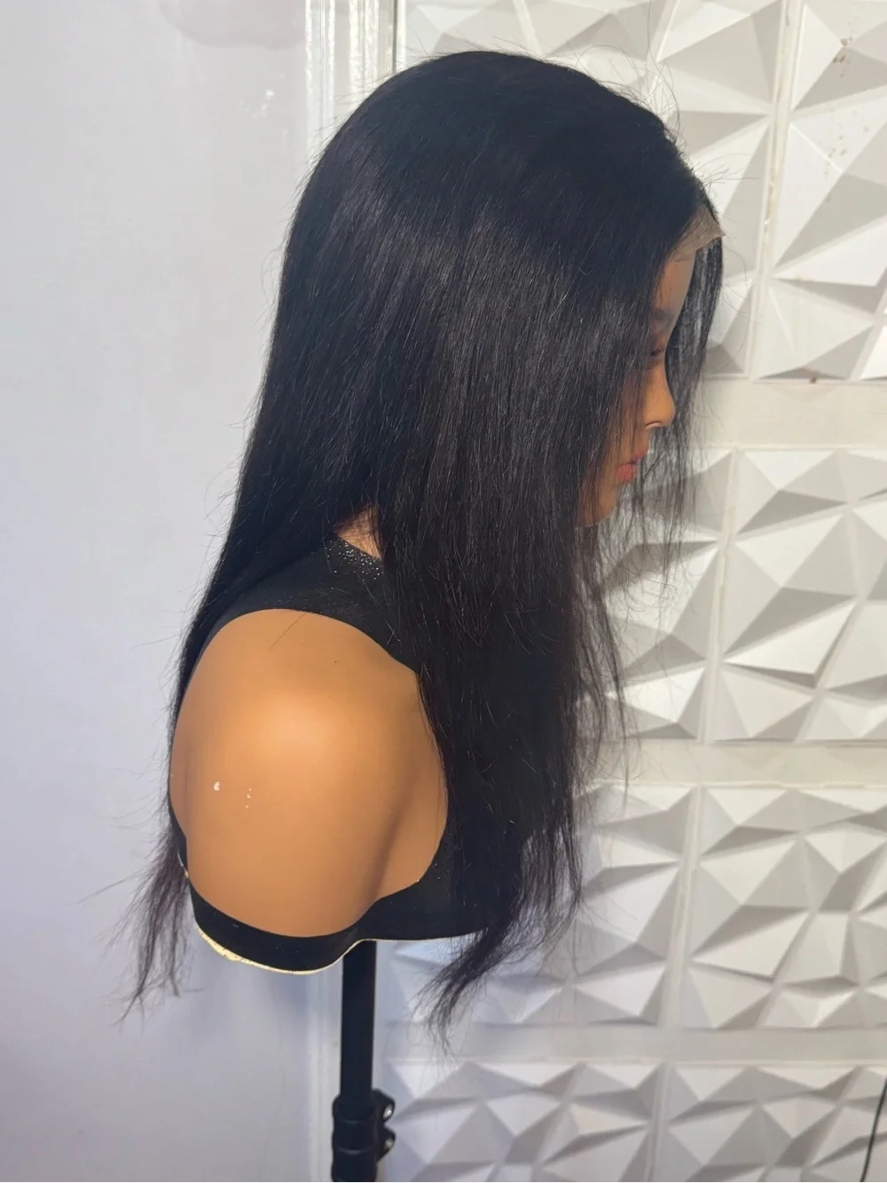 18 Inch 100% Human Hair 4x4 Closure Wig Glueless Natural Black Lace Wig